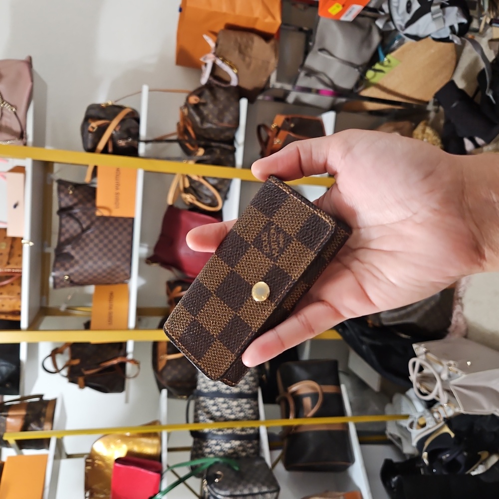Louis Vuitton Damier Ebene Key Holder with initial